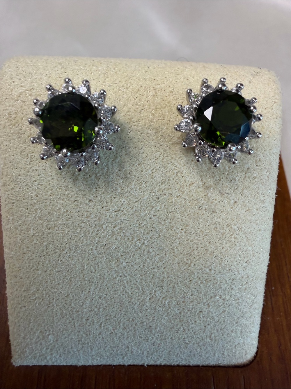 Gorgeous Green Tourmaline Sterling Silver Stud Earrings